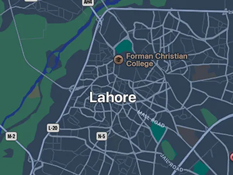 Map showing Kashif Saeed's location in Lahore, Pakistan